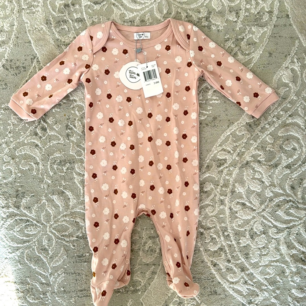 Tun Tun Pink Floral Onsie (3-6m)